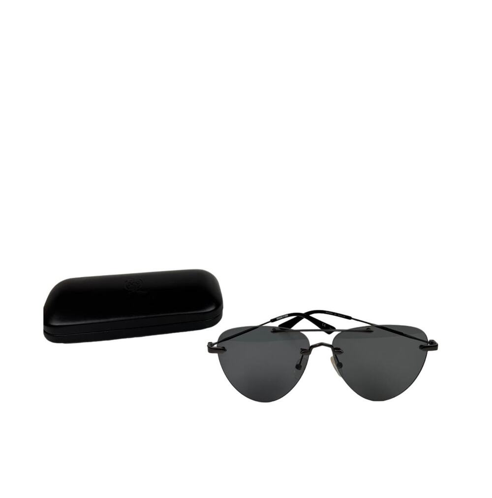 McQ By Alexander McQueen Smoke Dark Grey Black Aviator Sunglasses MQ0225SA